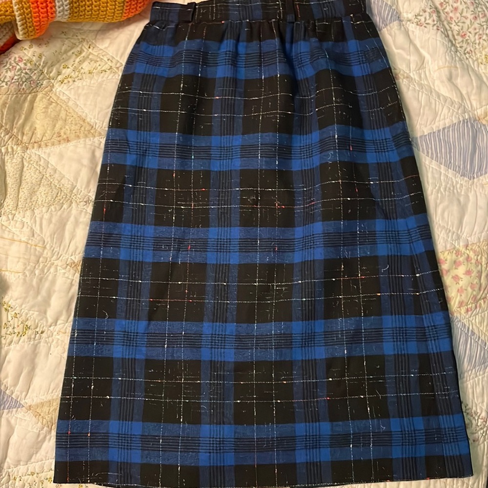 Vintage Jazzy Plaid Lined Wool Skirt | Size 26
